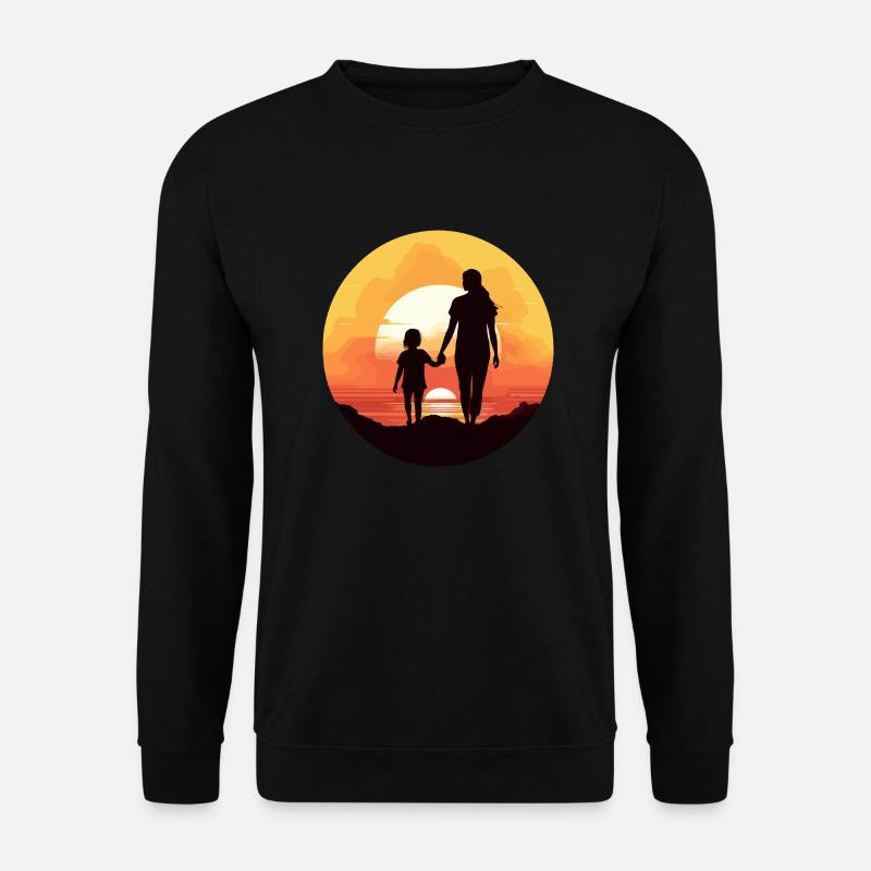Mama bei Sonnenuntergang - Unisex Pullover - Schwarz