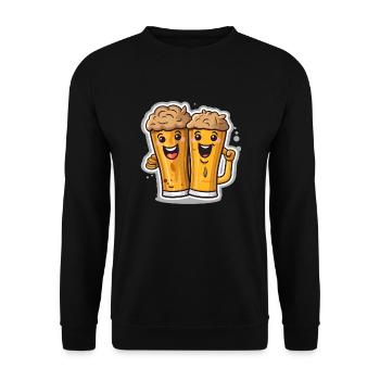 2 beer glass buddies - Unisex Sweatshirt - black - Front - Alina (178cm) & Michal (187cm)