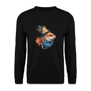 Der Fischkönig - Lord of Fish - Unisex Pullover - Schwarz - Vorne - Alina (178cm) & Michal (187cm)