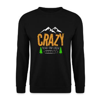 Verrückte Roadtrip-Crew | Urlaubsreisen - Unisex Pullover - Schwarz - Vorne - Alina (178cm) & Michal (187cm)