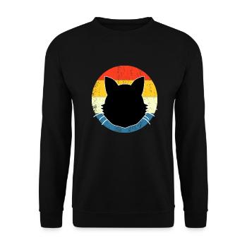 Retro Vintage Cute Cat Sunset Design - Unisex Sweatshirt - black - Front - Alina (178cm) & Michal (187cm)