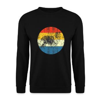Vintage Hund Retro Sonnenuntergang - Unisex Pullover - Schwarz - Vorne - Alina (178cm) & Michal (187cm)