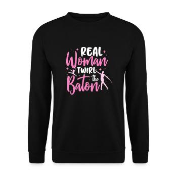 vraie femme twirl le bâton Design pour un twirld - Sweat-shirt Unisexe - noir - Devant - Alina (178cm) & Michal (187cm)