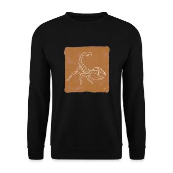 "Scorpion", boho line art design, series "Desert" - Unisex Sweatshirt - black - Front - Alina (178cm) & Michal (187cm)