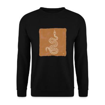 "Snake", boho line art design, series "Desert" - Unisex Sweatshirt - black - Front - Alina (178cm) & Michal (187cm)