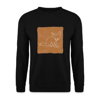 "Fennek", Boho Line Art Design, Series "Desert" - Unisex Sweatshirt - black - Front - Alina (178cm) & Michal (187cm)