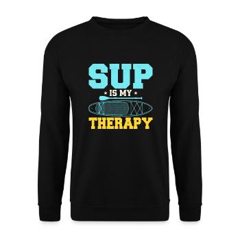 SUP Is My Therapy Stand Up Paddling Board - Unisex Pullover - Schwarz - Vorne - Alina (178cm) & Michal (187cm)