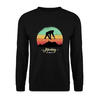 Monkey Vintage Animals Retro Sunset - Unisex Sweatshirt - black - Front - Alina (178cm) & Michal (187cm)
