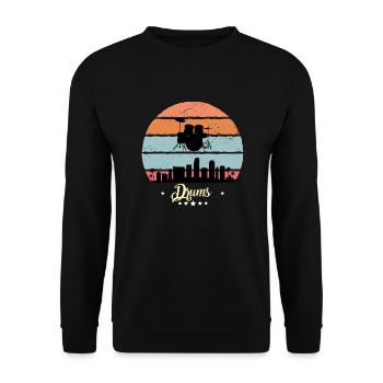 Drums Vintage Music Retro Sunset - Unisex Sweatshirt - black - Front - Alina (178cm) & Michal (187cm)