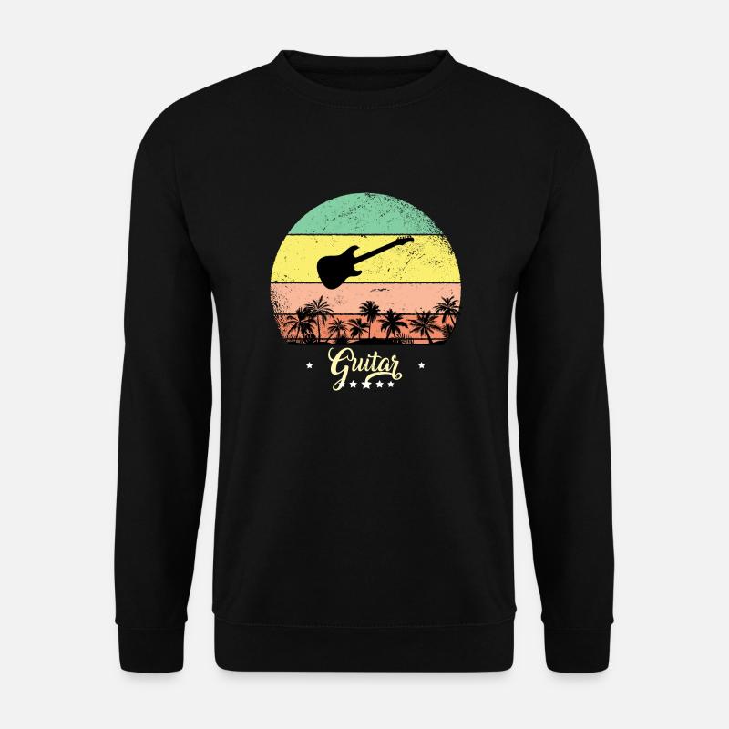 Gitarre Vintage Musik Retro Sunset - Unisex Pullover - Schwarz