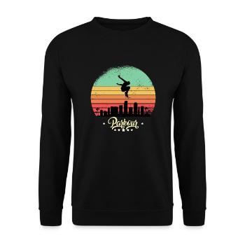 Parkour & Freerunning Vintage Retro Sunset Sport - Unisex Sweatshirt - black - Front - Alina (178cm) & Michal (187cm)