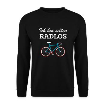 Ich Bin Selten Radlos Fahrrad Rennrad Rad Retro - Unisex Pullover - Schwarz - Vorne - Alina (178cm) & Michal (187cm)