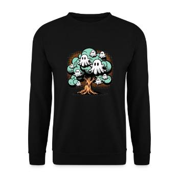 Retro Ghost Tree T-Shirt - Unisex Sweatshirt - black - Front - Alina (178cm) & Michal (187cm)