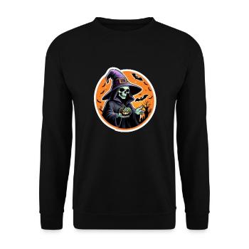 halloween squelette et chapeau de sorciere - Sweat-shirt Unisexe - noir - Devant - Alina (178cm) & Michal (187cm)