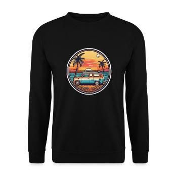 surf plage palmier soleil vacances - Sweat-shirt Unisexe - noir - Devant - Alina (178cm) & Michal (187cm)