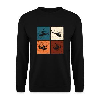 Hélicoptère Retro Hélicoptère Idée Cadeau - Sweat-shirt Unisexe - noir - Devant - Alina (178cm) & Michal (187cm)