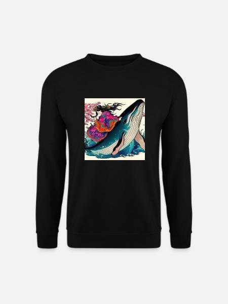 Wal Buckelwal Japanisch - Unisex Pullover - Schwarz