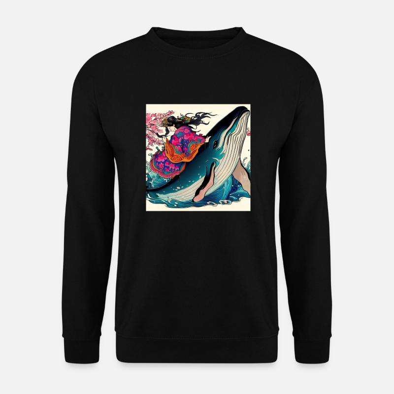 Wal Buckelwal Japanisch - Unisex Pullover - Schwarz