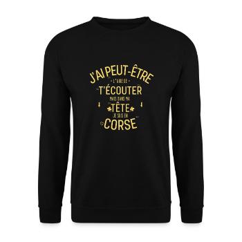 Mentalement je suis en Corse - Sweat-shirt Unisexe - noir - Devant - Alina (178cm) & Michal (187cm)