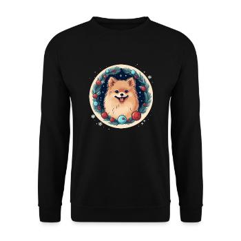 Chien de Poméranie Noël, Chiens d’amour - Sweat-shirt Unisexe - noir - Devant - Alina (178cm) & Michal (187cm)