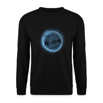 Team Mensch - Positives Denken - Unisex Pullover - Schwarz - Vorne - Alina (178cm) & Michal (187cm)
