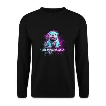 Caution Dog Cute Blue Dog Is Cheerful - Unisex Sweatshirt - black - Front - Alina (178cm) & Michal (187cm)