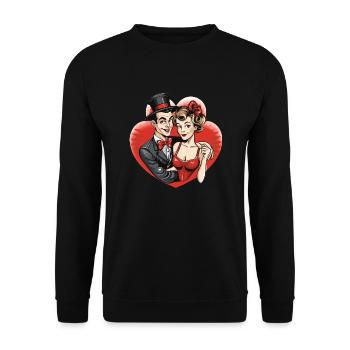 Valentine Couple Pärchen - Unisex Pullover - Schwarz - Vorne - Alina (178cm) & Michal (187cm)