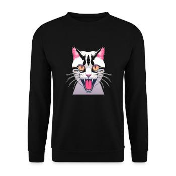 Angry Cat - Unisex Sweatshirt - black - Front - Alina (178cm) & Michal (187cm)