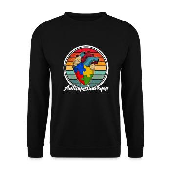 Autism awareness Heart Colors Autism puzzle piece - Unisex Sweatshirt - black - Front - Alina (178cm) & Michal (187cm)