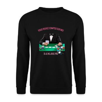 Joueur de poker avec texte - Sweat-shirt Unisexe - noir - Devant - Alina (178cm) & Michal (187cm)