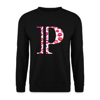 Lettre p bisous - Sweat-shirt Unisexe - noir - Devant - Alina (178cm) & Michal (187cm)