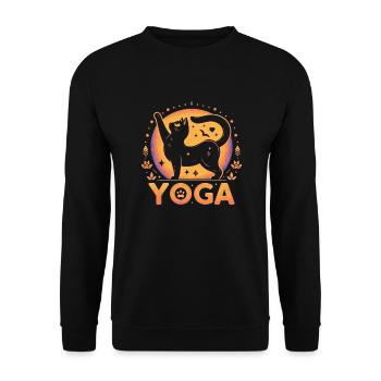 Chat pratique yoga - Sweat-shirt Unisexe - noir - Devant - Alina (178cm) & Michal (187cm)