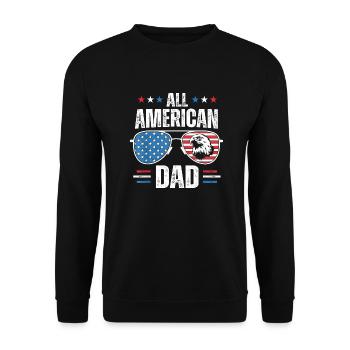 All American Dad 4th of July Father's Day Sunglass - Unisex Sweatshirt - black - Front - Alina (178cm) & Michal (187cm)