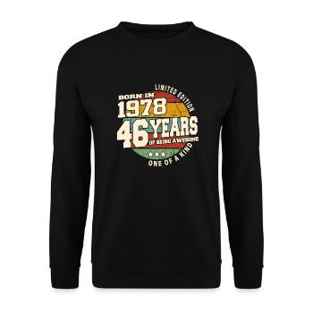 1978 Vintage Retro Classic 46 Jahre - Unisex Pullover - Schwarz - Vorne - Alina (178cm) & Michal (187cm)
