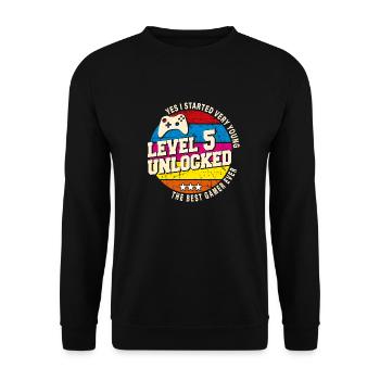 Original 2019 Vintage Level 5 freischalten - Unisex Pullover - Schwarz - Vorne - Alina (178cm) & Michal (187cm)