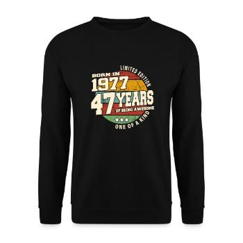 1977 Vintage Retro Classique 47 ans - Sweat-shirt Unisexe - noir - Devant - Alina (178cm) & Michal (187cm)