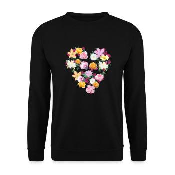 Blumenherz, Blumen,floral, Blume,rot - Unisex Pullover - Schwarz - Vorne - Alina (178cm) & Michal (187cm)