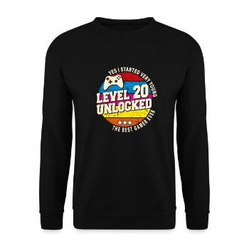 Original 2004 Vintage Level 20 Freischalten - Unisex Pullover - Schwarz - Vorne - Alina (178cm) & Michal (187cm)