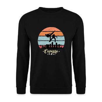 Capoeira Vintage Retro Sonnenuntergang Sport - Unisex Pullover - Schwarz - Vorne - Alina (178cm) & Michal (187cm)