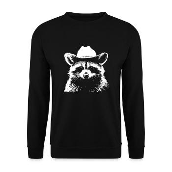 Waschbär Cowboy - Unisex Pullover - Schwarz - Vorne - Alina (178cm) & Michal (187cm)