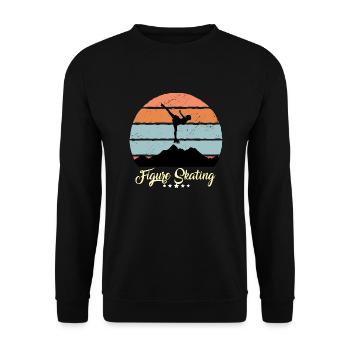 Eiskunstlauf Vintage Retro Sonnenuntergang Sport - Unisex Pullover - Schwarz - Vorne - Alina (178cm) & Michal (187cm)