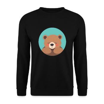 Kuschelfertiger Teddybär mit rosa Wangen - Unisex Pullover - Schwarz - Vorne - Alina (178cm) & Michal (187cm)