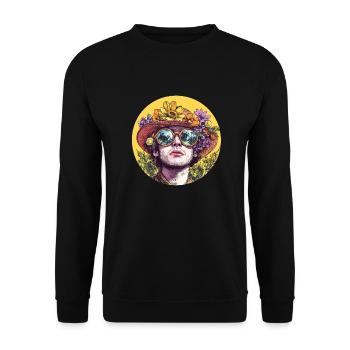 Magie des fleurs : le pouvoir des fleurs dans un style rétro ! - Sweat-shirt Unisexe - noir - Devant - Alina (178cm) & Michal (187cm)