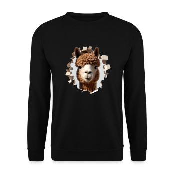 Alpaca Head in Hole 2 - Unisex Sweatshirt - black - Front - Alina (178cm) & Michal (187cm)