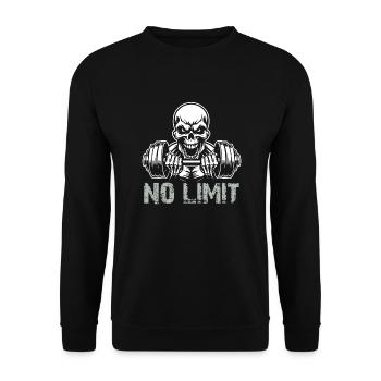 No Limit Hard Workout Skull with Dumbbell - Unisex Sweatshirt - black - Front - Alina (178cm) & Michal (187cm)