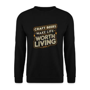 Les bières artisanales rendent la vie digne d’être vécue L’art de la bière - Sweat-shirt Unisexe - noir - Devant - Alina (178cm) & Michal (187cm)