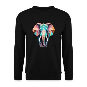 Geometric Elefant Geschenk Geometrisch - Unisex Pullover - Schwarz - Vorne - Alina (178cm) & Michal (187cm)
