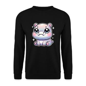 Super Cute Kawaii Baby Hippo - Unisex Pullover - Schwarz - Vorne - Alina (178cm) & Michal (187cm)