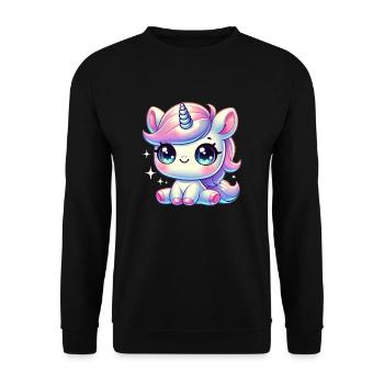 Super Cute Kawaii Baby Unicorn - Unisex Pullover - Schwarz - Vorne - Alina (178cm) & Michal (187cm)