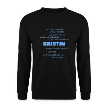 Geschenk für Kristin - Unisex Pullover - Schwarz - Vorne - Alina (178cm) & Michal (187cm)